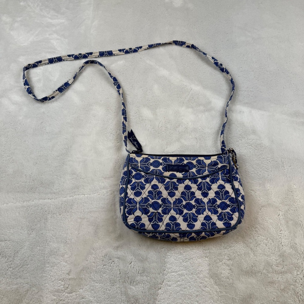 Vera Bradley Crossbody Bag Quilted Floral Blue Purse Shoulder Bag Travel